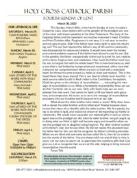 Bulletin for the Fourth Sunday of Lent - March 30