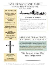 Bulletin for the Second Sunday in Ordinary Time 2025