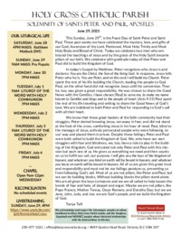 Bulletin for the Solemnity of Saints Peter and Paul, Apostles - June 29