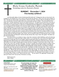 First Sunday of Advent - December 1, 2024