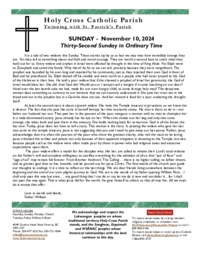 Bulletin for the Thirty-Second Sunday in Ordinary Time