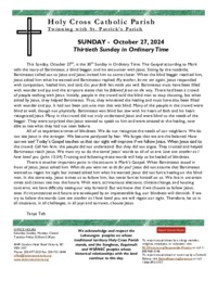 Bulletin for the Thirtieth Sunday of Ordinary Time